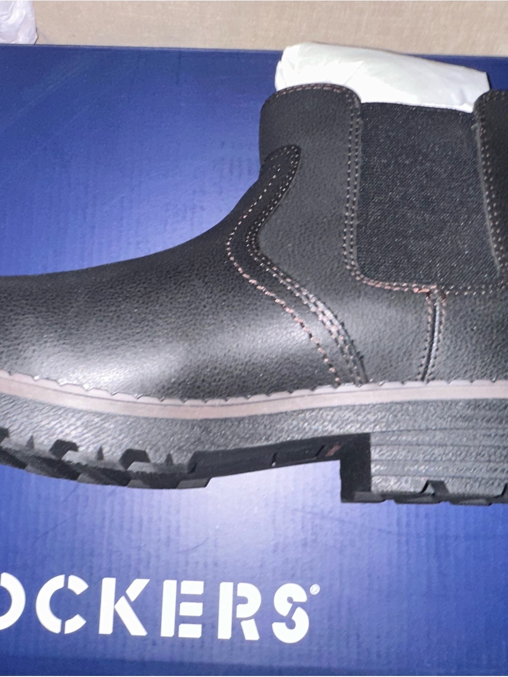 Dockers Black Work Chelsea Boot with Brown Stitching